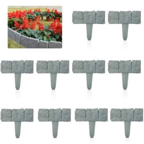 Bordure de Pelouse de Jardin, 10 Pcs 2.5M Clôture Bordures de Plantes Pierres Plastique Flexible Gris, Décoratif Bordure de Gazon pour Pelouse Paysage Patio Fleur Lit De Jardin (1/5)