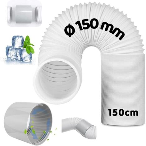 Tuyau d'Échappement de Climatiseur Portable, avec adaptateur, Mobile Tuyau Kit Diamètre de 150 mm, longueur 150 cm, Pour Climatisation, Déshumidificateur,Sèche Linge (1/5)