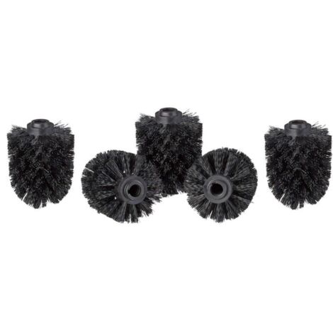 Lot de 5 têtes de brosse de toilette, brosses de toilette en vrac avec fil de 12 mm, tête de brosse de rechange diamètre 8 cm, noir (1/5)