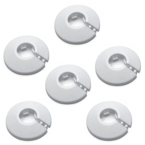 Lot de 6 cache-tuyaux décoratifs blancs de 1,27 cm de diamètre extérieur en plastique PP de 16 mm pour décoration de tuyau mural (1/5)