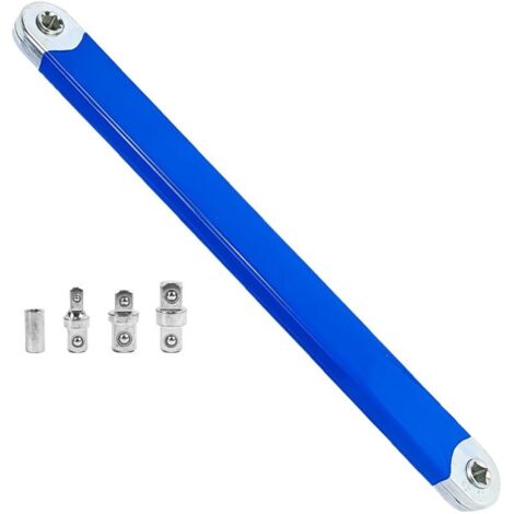 390 35 15 MM Pro Zero Offset Extension Wrench, Avec Adaptateurs 1/4, 3/8, 1/2, Offset Extension Wrench, Clé D'extension Décalée, Clé D'extension Offset, Clé À Rallonge Décalée (1) (1/5)