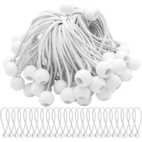 Lot de 75 tendeurs élastiques 150mm Longueur d'expansion 300mm Boules de 2cm pour bâches, tentes et bannières (1/5)