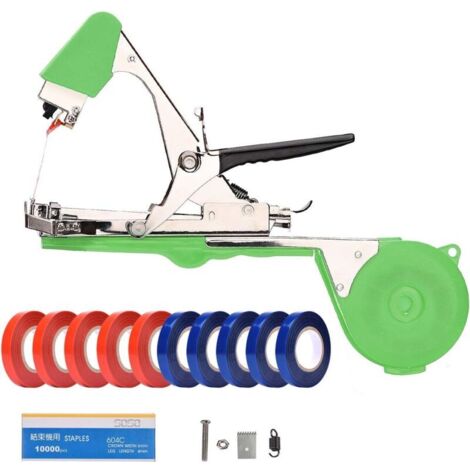 Attache Tuteur Machine pour Les Raisins, Les Framboises, Les Tomates, Y Compris Les Bandes, Les Agrafes Et Les Lames de Rechange (Vert) (1/5)