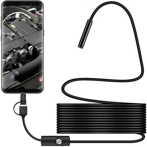 Endoscope USB 7mm 2 en 1 caméra d'endoscopie étanche avec câble USB de 5 m pour adaptateur de périphérique de tablette de téléphone Android(640P) (1/3)