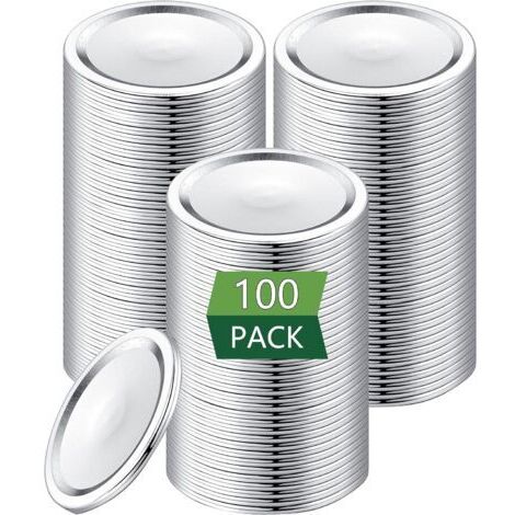 100 couvercles de conserve [large bouche] pour boule,  Couvercles de bocaux Mason en métal de type fendu (100 pcsWide Mouth) (1/5)