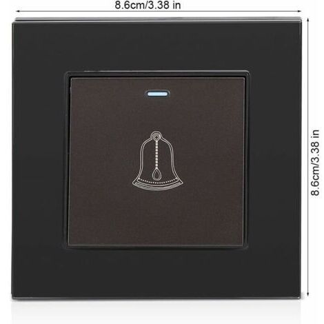 Bouton Sonnette Exterieur, 220250V Interrupteur de Sonnette à Panneau en Verre trempé Bouton Poussoir de Carillon étanche sans Fil, 3.38 inch