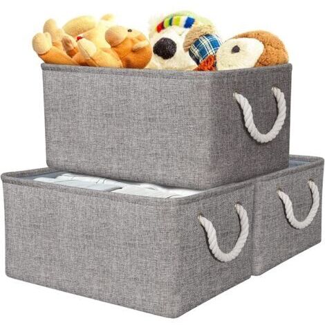 3 Pcs Tissu Panier de rangement avec poignées, pliable imperméable à l’eau, boîtes de cube de rangement Organisateur à domicile