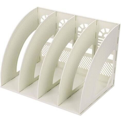 4Compartiments Etagère De Rangement Module, Boîte de Rangement Classement Magazine Classeur DIY Porte-revues en plastique Organisateur de Bureau pour Magazine Papier A4 Livre Dossier (1/5)