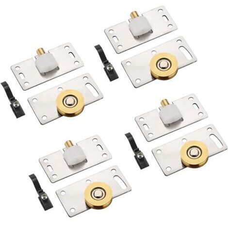 4 Paires Roulettes de Porte Coulissante Placard la Porte Poulie Coulissante, Meubles Roues Coulissante Guides Roulements à Bille Coulissant Pièces pour Placard, Armoire, Cabinet (1/5)