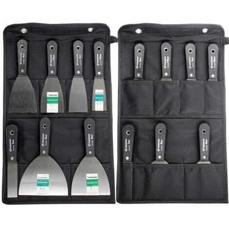 Couteaux à Enduire Jeu de Spatules en Acier Ensemble de Couteaux à Mastic Lot de 7 pièces Avec Sac De Rangement Grattoir Mural Poignée En Plastique Antidérapant (1/5)