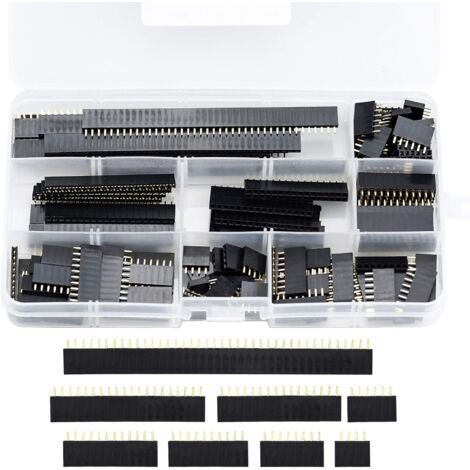 Kit d'assortiment d'en-tête de Broche Femelle de 2,54 mm, 120pcs Connecteur Embase Pins LED Connecteur Broches pour Bouclier Empilable (1/5)
