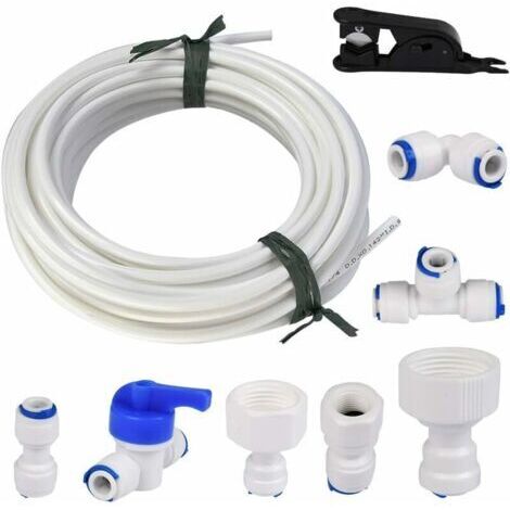 15 Mètres Tuyau d'Alimentation en Eau Universel, Kit de Connecteur de Tuyau de Réfrigérateur 1/4 ", Tube de Filtre, Pièces et Accessoires pour Réfrigérateurs Européen /Frigo Americain