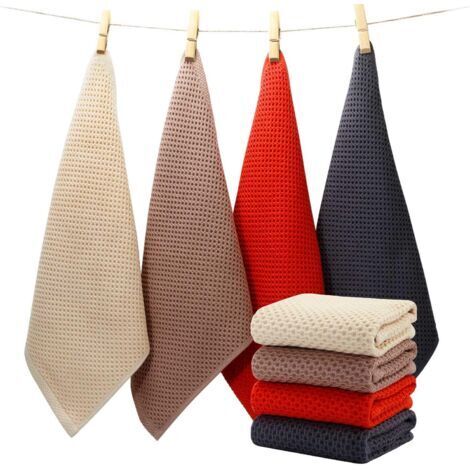 Lot De 4 Torchons kitchen en coton pour le nettoyage et le séchage de la vaisselle 33 x 33cm (1/5)