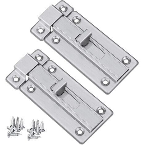 Loquets et Verrous De Porte, 2 PCS Boulon à Glissière De Porte Acier Inoxydable De Sécurité, Verrou Porte Intérieursalles Avec 12 PCS Vis de Fixation De Bains Toilette Cave Fenêtre (1/5)