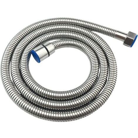 Flexible de douche en acier inoxydable 1.5M, Tuyau de Douche Universel Extensible filetage femelle 1/2", Anti-Explosion, Anti-Torsion et Anti-Corrosion et écrous de serrage conique et hexagonal (1/5)