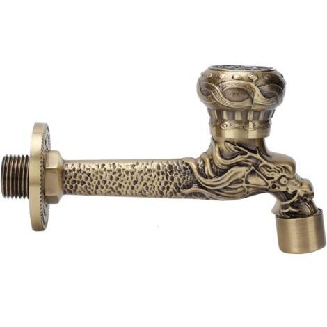 Robinet Sculpté Antique à Poignée Unique en Laiton Massif Robinet à Double Usage Robinet d'Eau Mural Vintage pour Machine à Laver (1/5)