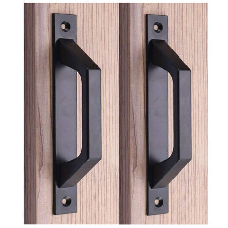 Poignées de porte en alliage d'aluminium, noir, balcon, chambre à coucher, cuisine,quincaillerie de porte, 2 pièces (1/5)