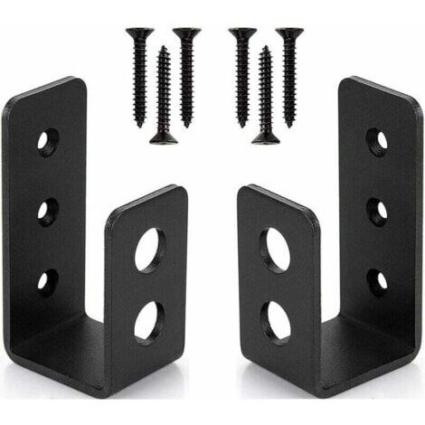 Lot de 2 supports de porte en acier robuste pour porte de 2 x 4, barre de sécurité en forme de U (1/5)