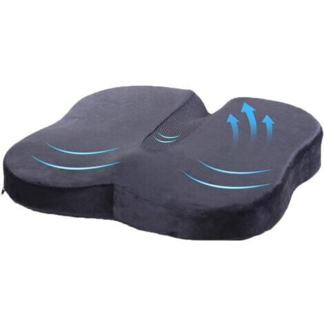 Coccyx de Siège Orthopédique pour Le Mousse à Mémoire de Forme, Coussin de Siège Travel Ease pour Soulager la Douleur Lombaire et la Sciatique, Applicable aux Bureau, Fauteuils Roulants(Noir) (1/5)