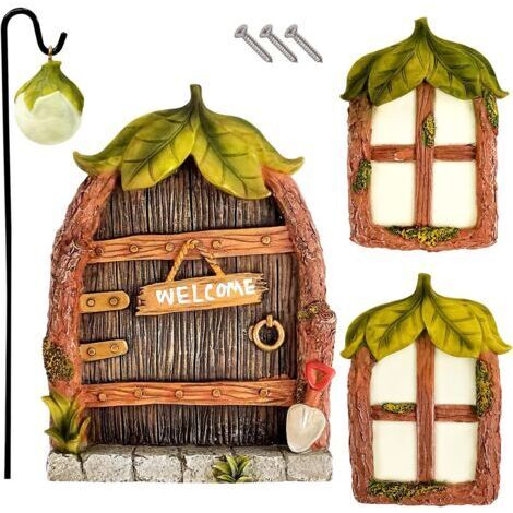 Décoratif de jardin Statue Decoration Deco de Murale Jardin Exterieur Porte, Statues GNOME de Fée Miniature pour Jardin, Décoration de Exterieur Brille dans Le Noir, pour Porte de Fée, Décoration de J