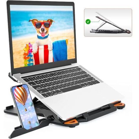 Support d'ordinateur Portable à Base rotative à 360 Support d'ordinateur Portable Portable, Hauteur réglable inférieure améliorée, Support pour Ordinateur Portable Pliable (1/5)