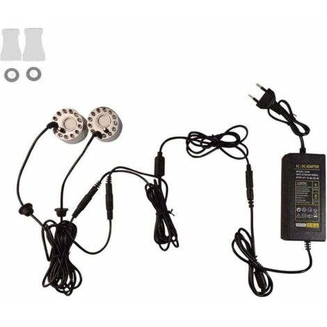 1 bloc d'alimentation + 2 brumisateurs pour aquarium, étang, machine à brume, humidificateur, décoration pour fontaine, étang, aquarium. (1/5)