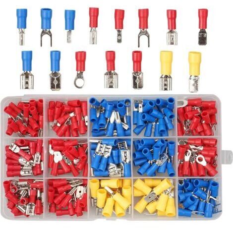 Lot de 280 cosses électriques isolées - Outil à sertir isolé - Connecteurs de câble isolés - Assortiment de connecteurs de fils électriques (1/5)