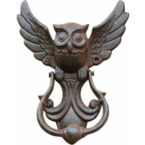 Chouette Porte Heurtoir, Heurtoir de Porte en Fonte Vintage Poignée de Porte, Motif Chouette Heurtoir de Porte en Fonte Style Ancien Décoration(Brown - 1 pièce - 17.7x4.5x22.5 cm)