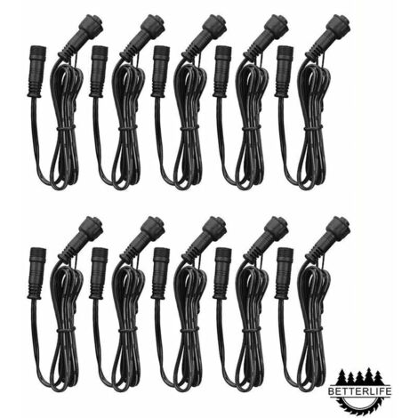 Lot de 10 câbles d'extension pour projecteurs LED étanches IP67 1 m/3,3 pieds 2 broches connecteurs mâle et femelle (1/5)