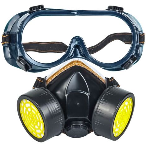 Fonepro 1 Pcs Masque Respiratoire, Kit Masque Protection Respiratoire Réutilisable, Anti Poussière, Anti Gaz Masque Chimique avec Lunettes de Protection pour Peinture Travaux, Bricolage (1/5)