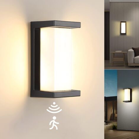 Applique murale LED avec détecteur de mouvement, applique murale d'extérieur moderne en aluminium, applique murale 18W, blanc chaud 3000K, lampe d'extérieur carrée pour couloir/terrasse/cour/porte d'e (1/5)