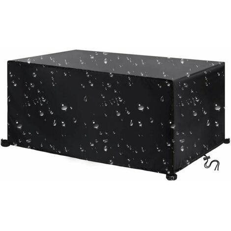 Leju Art Housse de Salon Jardin, 420 Tissu Oxford Protection Jardin ImperméAble RéSistance Au Vent Anti-UV Bache Table Rectangulaire 220x110x75cmprotection Noir, 220x110x75cm