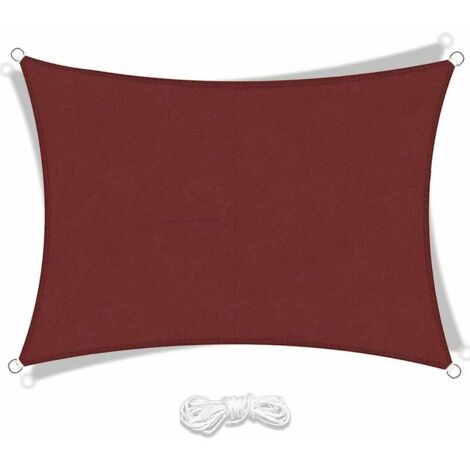 Voile d'ombrage Rectangulaire Polyester Toile d'ombrage Imperméable Anti UV pour Terrasse Camping Extérieur Jardin (2 x 3 m Rouge foncé) (1/5)