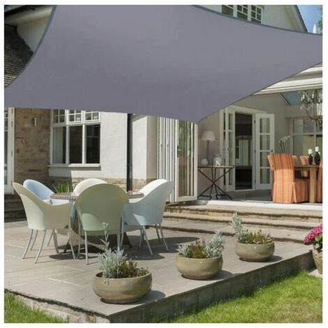 Voile d'Ombrage Rectangulaire 2x5m Toile d Ombrage Voile de Soleil Imperméable Respirant Protection des Rayons UV pour Camping Terrasse Jardin Balcon Extérieur Piscine，gris (1/5)
