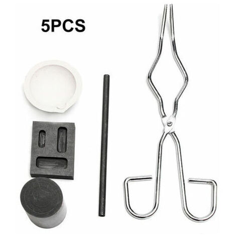 5Pcs Resistant A La Chaleur Coulee De Lingotiere Outil Smelting Or Argent Fournaise Kit Scrap Bijoux Raffinage De Fusion Metal Or Forge Set Graphite Fonderie Creuset Pour La Fusion Experience Chimique (1/5)
