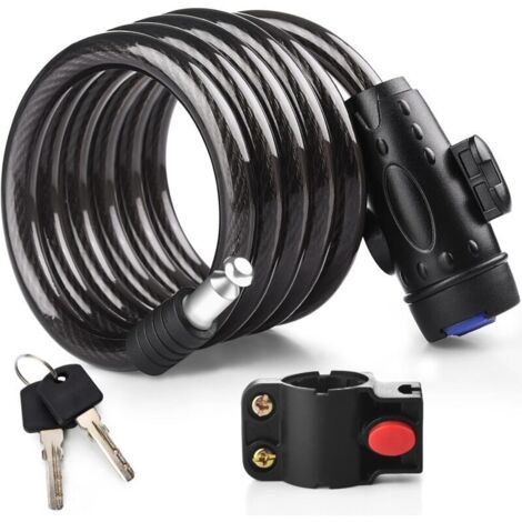 Vélo Câble Antivol 120CM, [Clés][Extérieur] Antivol Velo Haute Sécurité Robuste Idéal pour Vélos, Motos, Scooters, Chariots pour Bébés, Tondeuses à Gazon, Échelles et Portails (1/5)