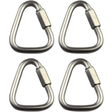 Lot de 4 chaînes à maillons triangulaires de 10 mm en acier inoxydable pour escalade, mousqueton d'escalade à connexion rapide, mousqueton à ressort, boucle de porte à vis (1/5)