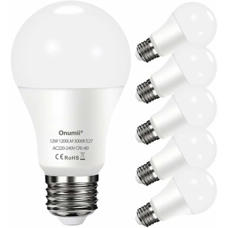 Ampoule LED E27 12W Équivaut Ampoule à 100W, 1200LM Blanc Chaud 3000K, Non Dimmable, A60 culot à Grosse Vis E27, 220-240V - Lot de 6 (1/4)