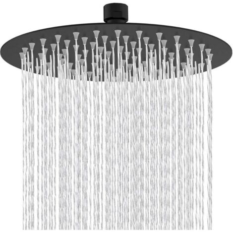 8 pouces pommeau douche Rond fixe tête de douche en acier inoxydable Noir à 180 ° rotatif puissant Haute pression Spray de pulvérisation de salle de bains salle de bains Pommes de douche fixes (1/5)