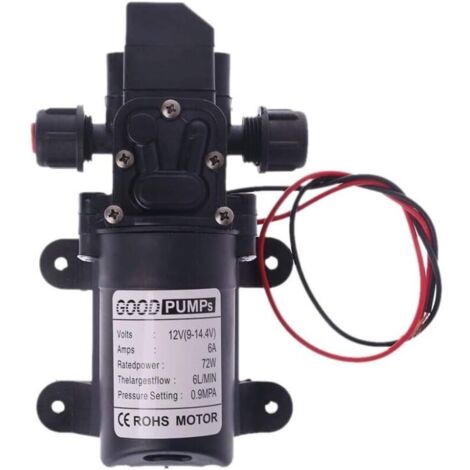Pompe A Eau 12v Camping Car DC 12V 60W 130PI 6L / Min Eau de Pression Haute Pression Pompe à amorçage de diaphragme Pompe A Eau Camping Car (Voltage : 12V)