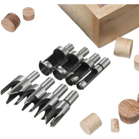 Tourillon Bois 8PCS HSS Foret Bois Fraise à Bouchonner Bois outil de coupe bois Mèches des Bouchons Wood Plug Cutter Drill Bits 6mm /10mm/13mm/16mm Petite Fraise Bois Pour Perceuse (1/5)