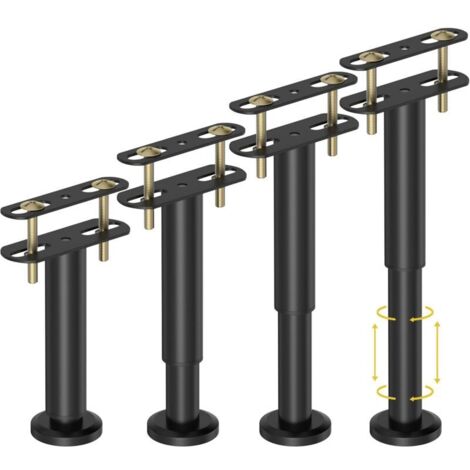 Lot de 4 pieds de support de lit réglables en hauteur (18 à 32 cm), pieds de support centraux pour cadre de lit, lattes centrales et meubles, pieds de remplacement en métal robuste. (1/5)
