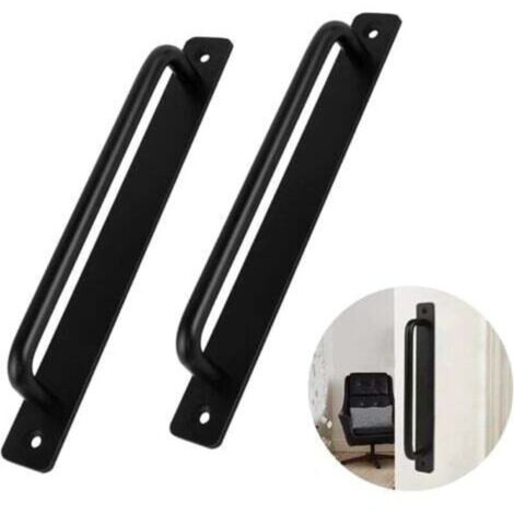 Poignée De Porte 2pcs Noire En Alliage D'aluminium Poignée De Porte Coulissante Lourde Pour Porte Intéri Extéri Porte De Grange Armoire Placard Chambre Avec 4 Vis, Noir, 148mm (1/5)