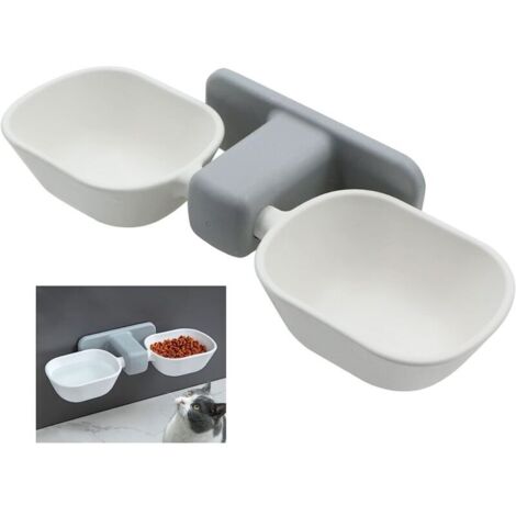 Gamelle Bol pour chat Petit Chien - Animaux de Compagnie Set Surélevée Double gamelle Support mural Avec support surélevé, urriture Antidérapant Eau Plat Chaton Inclinée Croquette Chats et Chio (1/5)