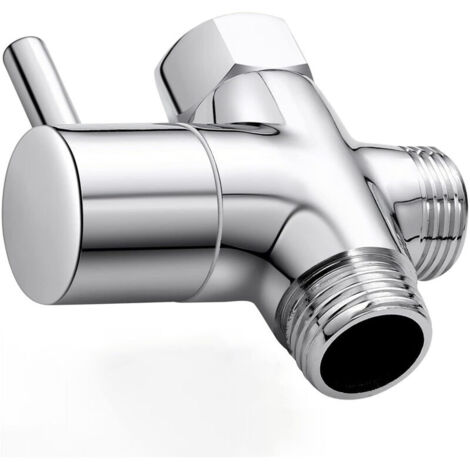 Vanne de Douche en Laiton avec Adaptateur en T, G1/2" Bras de Douche 3 Voies Valve Inverseur, Vanne de Douche à 3 voies Universelle, Laiton Placage Chromé, pour Cuisine Salle de Bain,1 Pièce (1/5)