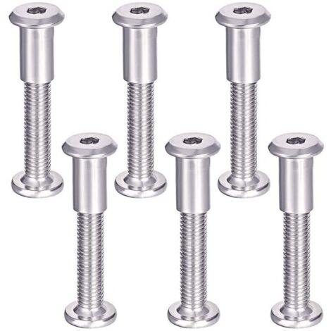 Vis de Raccordement pour Meubles 6Pcs Vis Assemblage Meuble avec Boulon M6 Vis de Connexion en 304 Acier Inoxydable Reliure à Vis pour Fixation de Porte, Lit, Meuble M6 x 35mm (1/5)