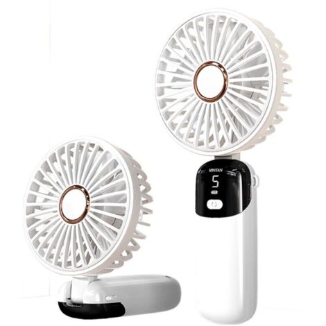 Ventilateur à Main, Mini Ventilateur Portatif Ventilateur de Bureau USB,Petit Ventilateur de Poche 5 Vitesses Avec Base, Ventilateur de pulvérisation pour la Maison, le Bureau, les Voyages
