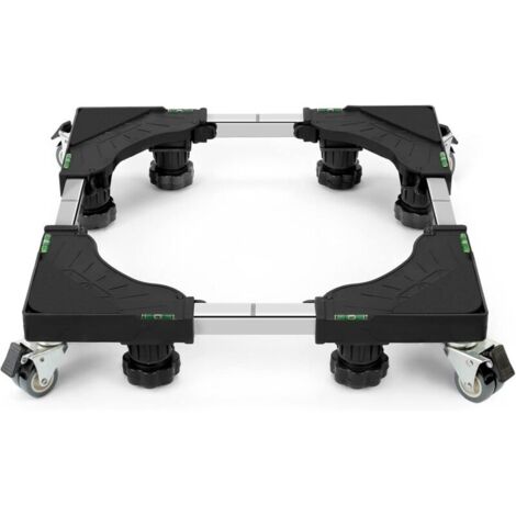 Socle Machine a Laver 4 Roulettes Verrouillables avec 8 Pieds Rembourrés, Charge 300KG Support Machine à Laver, Larg Réglable de 40-62cm, Haut de 11-12.5cm Support Électroménager