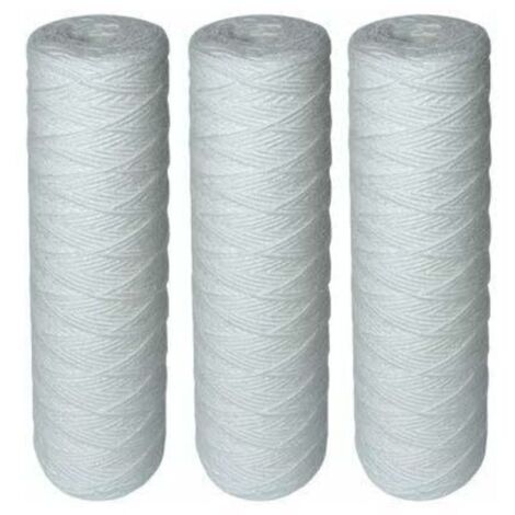 Lot de 3 Cartouches Filtrantes Bobinées pour Filtre à Eau – Filtration des Sédiments jusqu’à 25 microns – Format Standard Universel 10" pouces – Durée : 1 an