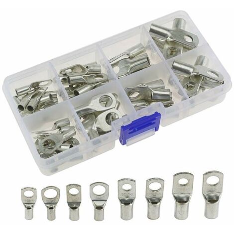 60 pcs trou de boulon en cuivre étamé anneau à sertir bornes de batterie connecteur SC aperçu de la bouche NPTERBL (1/5)